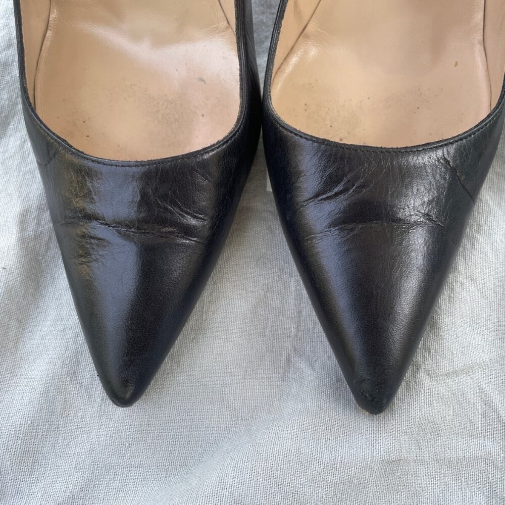 Manolo Blahnik Pumps Black Leather Calf BB Heels Shoes - Picture 5 of 6